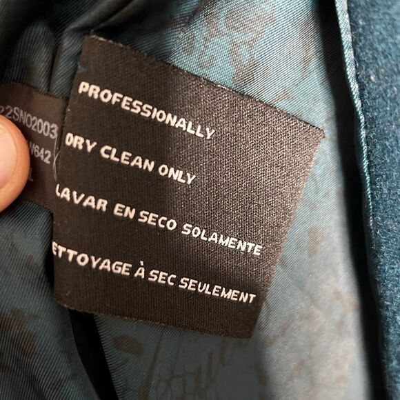 Guess Long Sleeve Lined Wool Blend Double Breasted Y2K Peacoat Jacket Teal Small - Picture 7 of 10